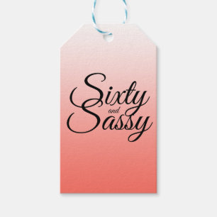 Tropisch Koraal Ombre 60 en Sassy 60e Verjaardag Cadeaulabel