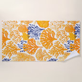 Tropisch koraal patroon gouden strandlaken (Voorkant)