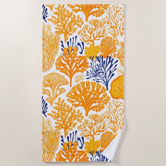 Tropisch koraal patroon gouden strandlaken (Voorkant)