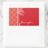 Tropisch koraal & rode swirl rechthoekige sticker (Tas)