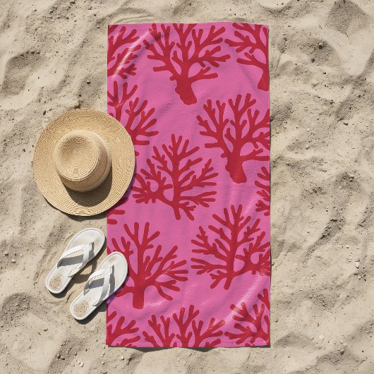 Tropisch Koraal Rood Roze Strandlaken