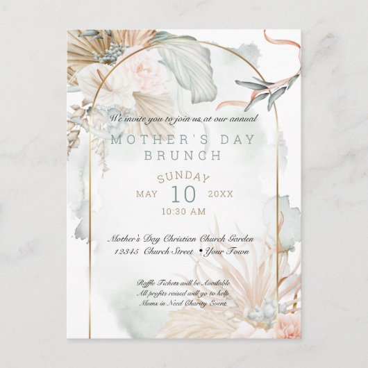 Tropisch koraal Roos Floral Moederdag Uitnodiging Briefkaart (Voorkant)