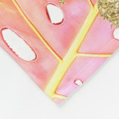 Tropisch koraal Roos Gold Leaf Pattern Gold Glitte Fleece Deken (Hoek)