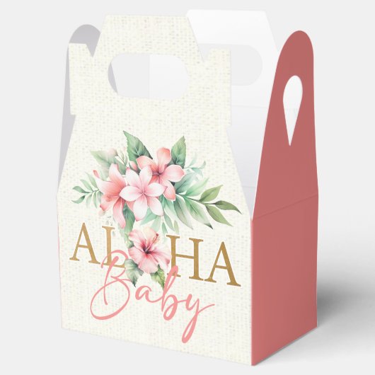 Tropisch koraal roze bloemig aloha Baby shower Bedankdoosjes (Geopend)