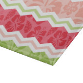 Tropisch Koraal Roze en Lichtgroene Chevron Snijplank (Hoek)