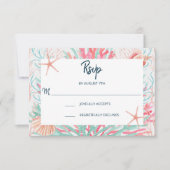 Tropisch koraalrif | Beach Seashells Weddenschap RSVP Kaartje (Voorkant)