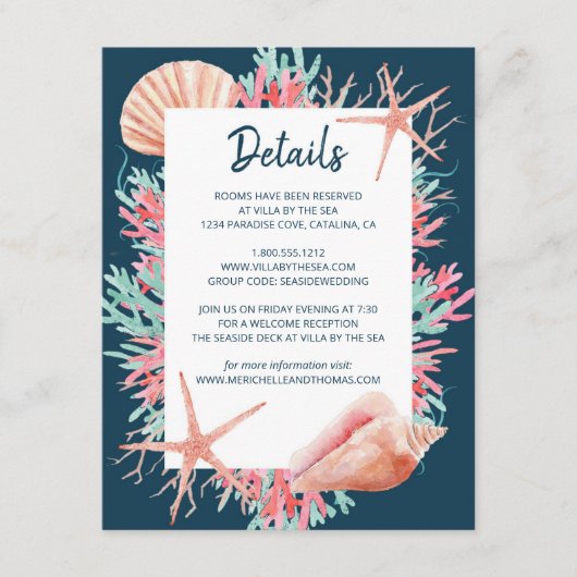 Tropisch koraalrif | Beach Weddenschap Details Informatiekaartje (Voorkant)