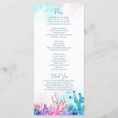 Tropisch koraalrif bruiloft programmakaart (Achterkant)