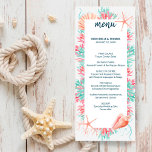 Tropisch koraalrif | In het kader van het Zee huwe Menu<br><div class="desc">In het menu 'Onder het Zee' is een kleurrijk koraalrif voor de waterverf te zien, dat in de schaduw van aqua, munt, koraal en roze met blauw van de marine staat. De omgekeerde zijde is een patroon van zeeschelpen en koraal op een blauw marineschip. Coördineert met mijn collectie van het...</div>
