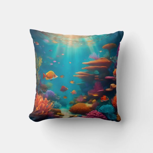 Tropisch koraalrif met levendige kleuren kussen (Voorkant)
