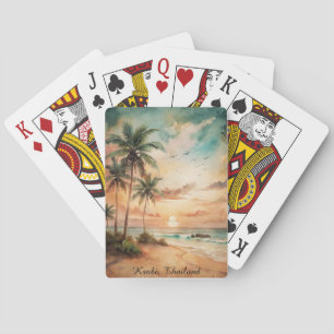 Tropisch Krabi Thailand Strand Zonsondergang Pokerkaarten