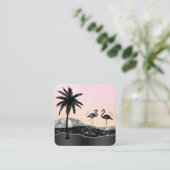 *~* Tropisch kristal Agate Palm Tree Flamingo Vierkante Visitekaartje (Staand voorkant)