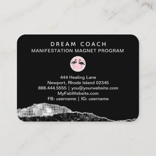 *~* Tropisch kristal Agate Palm Tree Flamingo Visitekaartje (Achterkant)