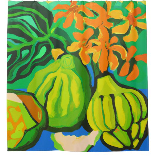 Tropisch kunstgordijn douchegordijn (Voorkant)