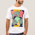 Tropisch Kunstwerk: Veelkleurig Monstera-Ontwerp T-shirt<br><div class="desc">Patroonontwerp van een tropisch kunstwerk, met veelkleurige monstera bladeren en leuke mozaïek achtergrond Veelkleurige monstera bladeren in een tropisch kunstwerk. Tropisch mozaïek met monstera blaadjes in blauw. dessin, bloemig, , kleurrijk, illustratie, gebladerte, achtergrond, abstract, textuur, decor, waterverf, strand, zomer, mode, natuur, voorjaar, blad, tuin, lijn</div>