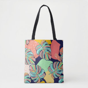 Tropisch Kunstwerk: Veelkleurig Monstera-Ontwerp Tote Bag