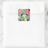 Tropisch Kunstwerk: Veelkleurig Monstera-Ontwerp Vierkante Sticker (Tas)