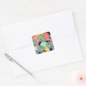 Tropisch Kunstwerk: Veelkleurig Monstera-Ontwerp Vierkante Sticker (Envelop)