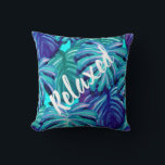 tropisch kussen<br><div class="desc">Tropische achtergrond Gooi kussen met aangepaste script lettertype "ontspannen"</div>