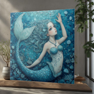 Tropisch Kust Fantasie Zeemeermin Luxe Decoratie Tegeltje