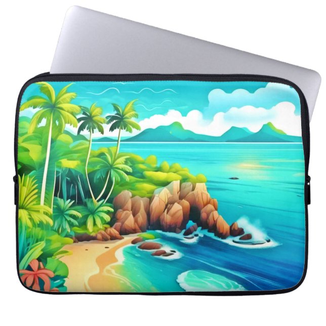 Tropisch Kustgeluk Design Laptop Sleeve (Voorkant)