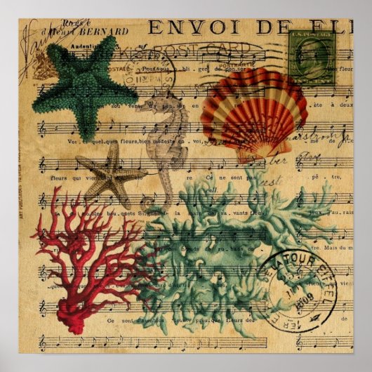 tropisch kustkoraal zeepaardje poster (Voorkant)