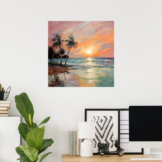 Tropisch kustlandschap - impressionistisch poster (Thuiskantoor)