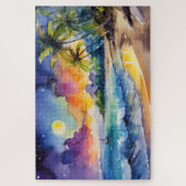 tropisch kustlandschap kunst legpuzzel (Verticaal)