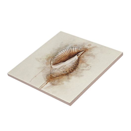 Tropisch kuststrand Zee Shell Tegeltje (Zijkant)