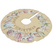 Tropisch kuststrand zeeshells met kerst imitatie linnen kerstboom kleed (Gekanteld)