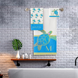 Tropisch kustwater Zee Turquoise Waterverf Bad Handdoek