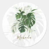 Tropisch laat elegant modern script ronde sticker (Voorkant)