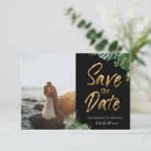 Tropisch laat Gold Script de Datum foto opslaan Aankondiging (Staand voorkant)