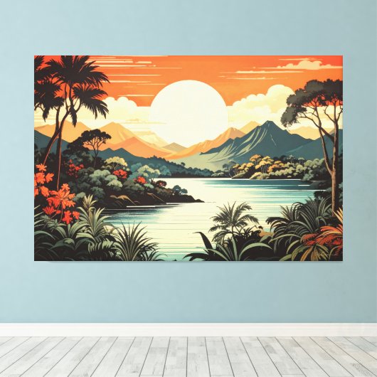 tropisch landschap 001 canvas afdruk (Insitu (Houten vloer))