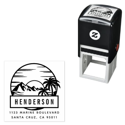 Tropisch landschap | Achternaam Retouradres Zelfinktende Stempel (In situ)