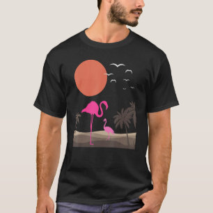 Tropisch landschap Flamingo's vogels Minimalistisc T-shirt