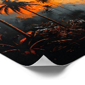 Tropisch landschap met flamingo onder een levendig poster (Hoek)