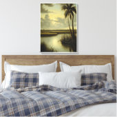Tropisch landschap met palmboom en water canvas afdruk (Insitu (Slaapkamer))
