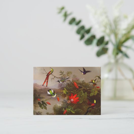 Tropisch landschap met tien kolibries kop informatiekaartje (Staand voorkant)