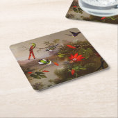 Tropisch landschap met tien kolibries kop kartonnen onderzetters (Schuin)