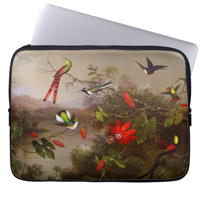 Tropisch landschap met tien kolibries kop laptop sleeve (Voorkant)