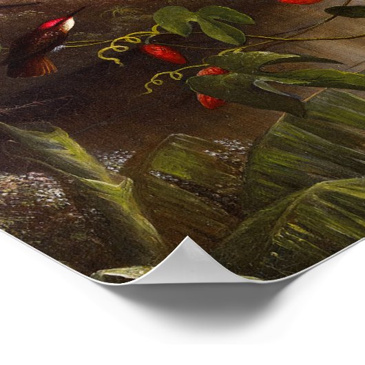 Tropisch landschap met tien kolibries kop poster (Hoek)