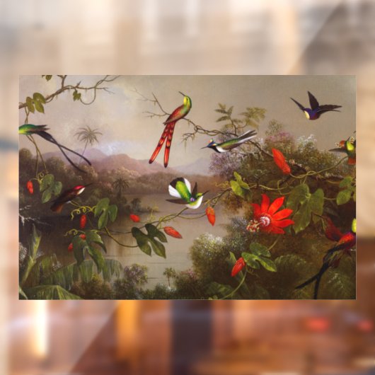 Tropisch landschap met tien kolibries kop raamsticker (Vel 2)