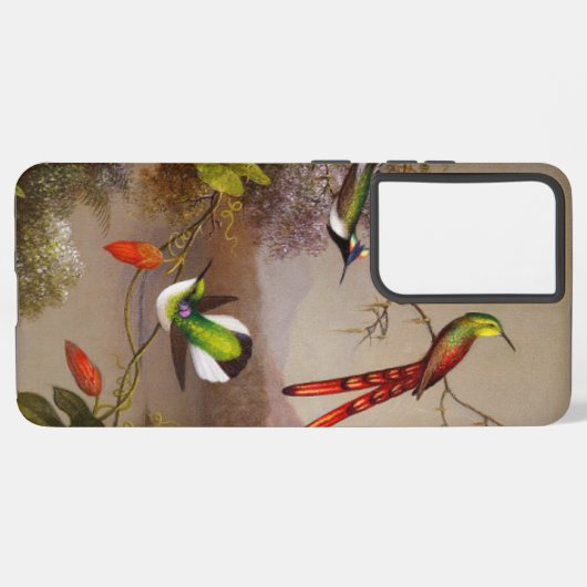 Tropisch landschap met tien kolibries kop samsung galaxy hoesje (Linkerkant)