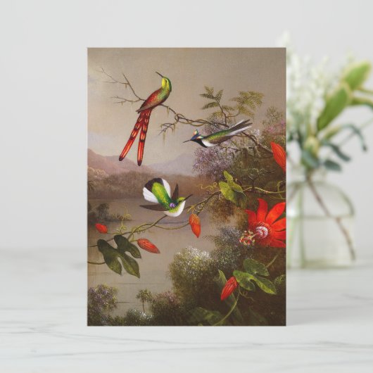 Tropisch landschap met tien kolibries kop save the date (Staand voorkant)