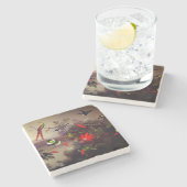 Tropisch landschap met tien kolibries kop stenen onderzetter (Zijkant)