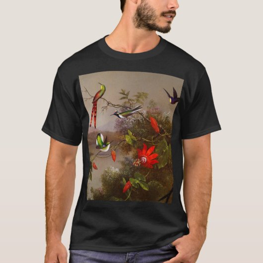 Tropisch landschap met tien kolibries kop t-shirt (Voorkant)