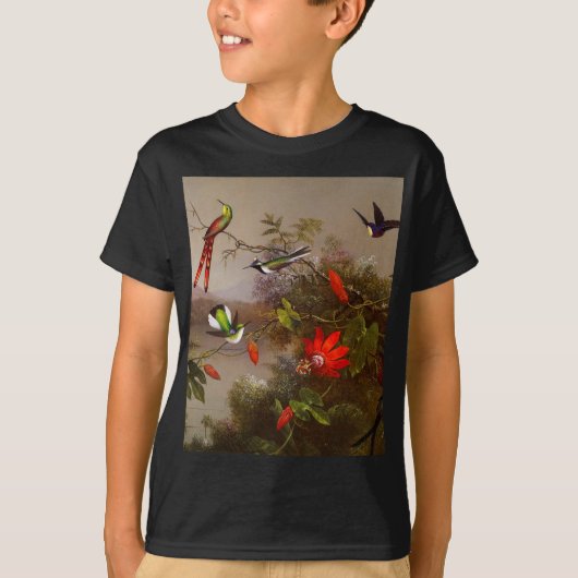 Tropisch landschap met tien kolibries kop t-shirt (Voorkant)