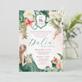 Tropisch Leaf Emerald Green Floral Quinceanera Kaart (Staand voorkant)