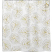 Tropisch Leaf White Gold Designer Showgordijn Douchegordijn (Voorkant)